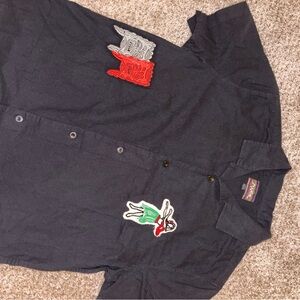 RVCA Black Button-Up Shirt with Colorful Patches